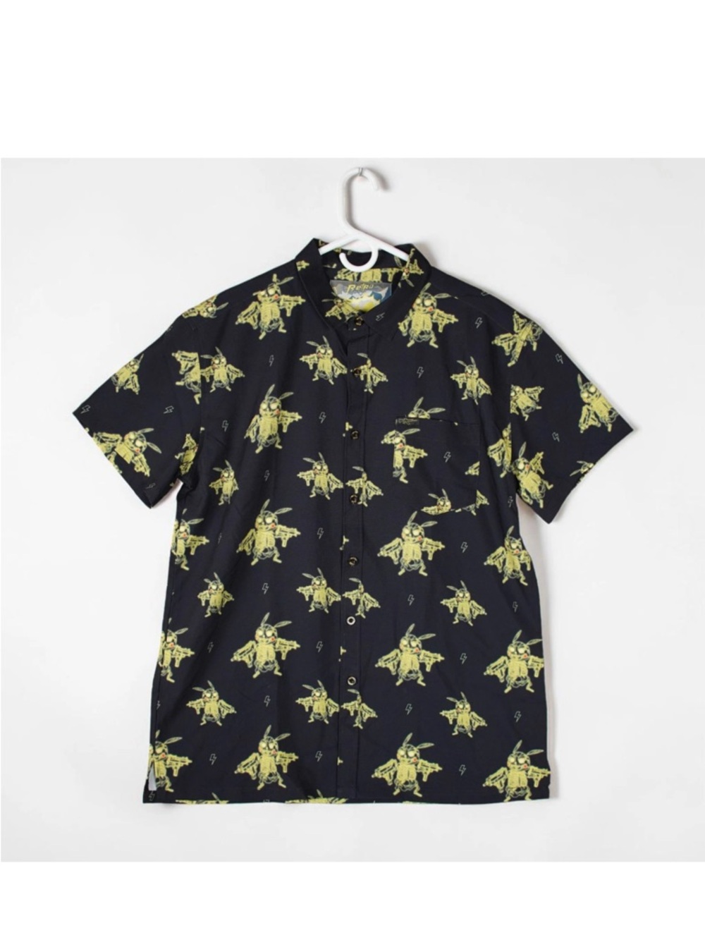 Retro Rifle Evolution 4 Of 4 Button Down Shirt Mens XL Black Pokeman Pikachu